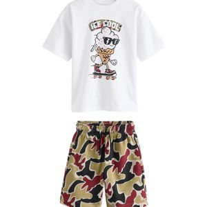 Next Set  olijfgroen / donkerrood / zwart / wit