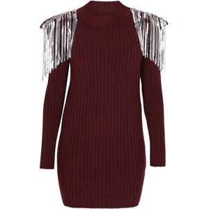 faina Gebreide jurk  pruim / zilver