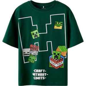 NAME IT Shirt 'NKMNels  Minecraft'  groen / donkergroen / watermeloen rood / wit