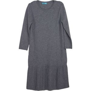 TOOche - Gebreide Jurk - Grijs Gemêleerd - Korte Lengte - Driekwart Mouw