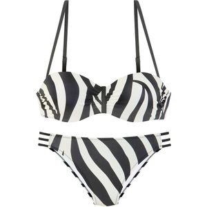 Look - Dierenprint - Beugelbikini - Zwart/crème - Gewatteerde Cups