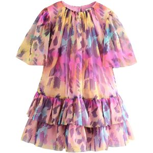 Next Jurk  neonblauw / neongeel / fuchsia / pitaja roze