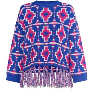 IZIA - Trui - Blauw - Aztec Print - Losse Pasvorm - Lange Mouw