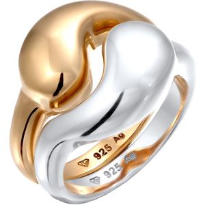 Elli - Ringset - Bicolor - Dames - 925 Sterling Zilver - Verguld Goud - Organisch