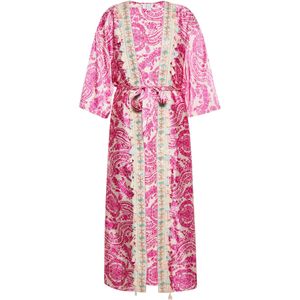IZIA Kimono  beige / lichtblauw / fuchsia