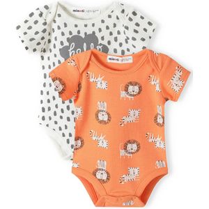MINOTI Rompertje/body  donkergrijs / oranje / wit