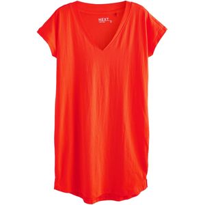 Next - Jurk - Oranjerood - Jersey - V-hals - Kort/mini