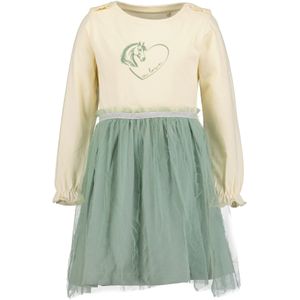 BLUE SEVEN - Jurk - Groen - Katoen - Ronde Hals - Lange Mouw