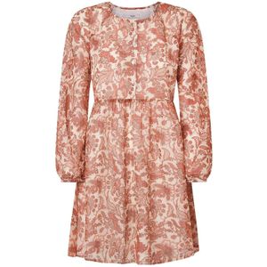 Korte Jurk - Wit - Chiffon - Ronde Halslijn - Bloemenprint