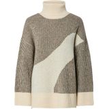 PIECES - LINNA - Trui - Crème / Donkerbruin - Losse Pasvorm