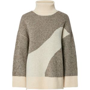 PIECES - LINNA - Trui - Crème / Donkerbruin - Losse Pasvorm