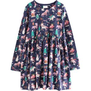 Next Jurk  navy / turquoise / rosa / wit