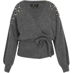 faina Gebreid vest  donkergrijs / zilver