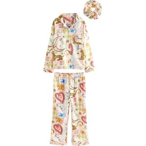 Next Nachtkledij  ecru / blauw / kiwi / rood