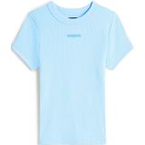 Tommy Jeans - Longsleeve - Hemelsblauw - Slanke Pasvorm - Kwartmouw