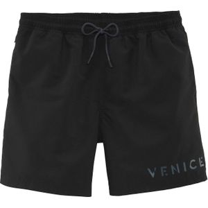 Look - Unikleur - Zwembroek - Zwart - Logo-opschrift - Ritssluiting - Koord