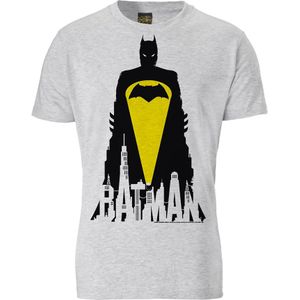 LOGOSHIRT Shirt 'Batman - Skyline'  geel / grijs / zwart