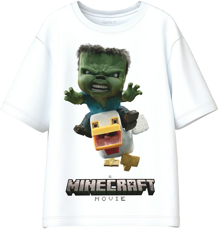 NAME IT Shirt 'NKMNIF MINECRAFT'  geel / grijs / groen / wit