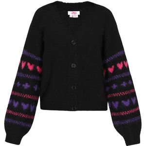 MYMO Gebreid vest  braam / framboos / zwart