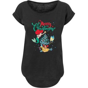 F4NT4STIC Shirt 'Disney Arielle die Meerjungfrau Merry Christmas'  geel / smaragd / rood / zwart