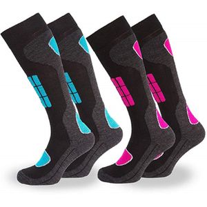 Occulto Sportsokken 'Ski Maria'  blauw / antraciet / donkergrijs / pink