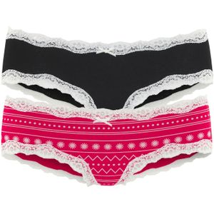 LASCANA Slip  bloedrood / zwart / wit