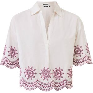 Mexx - Cropped Embroidery Blouse - Wit - Dames