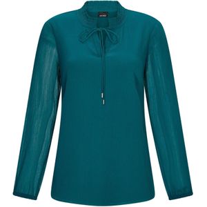 Goldner - Blouse - Petrol - Wijde Blouse - Lange Mouw