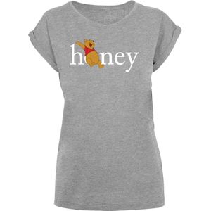 F4NT4STIC Shirt 'Disney Winnie The Pooh Honey'  bruin / grijs gemêleerd / rood / wit