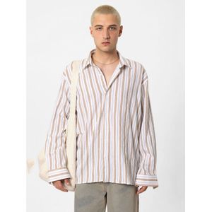 VAMOS CLO Overhemd  lichtbruin / wit