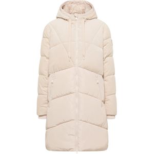 Cecil Dames Pufferjas met ribfluwelen mix in Wit, Gr: L