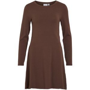 VILA - Jurk - Bruin - Knitwear - Lange Mouw - Knielengte