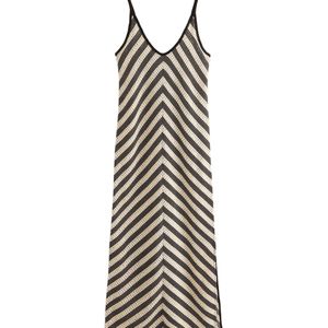 Next - Jurk - Zwart/Wit - Gestreept - Mouwloos - V-hals - Maxi