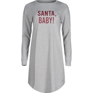 Skiny - Nachthemd - Lichtgrijs - Donkerrood - Korte Mouwen