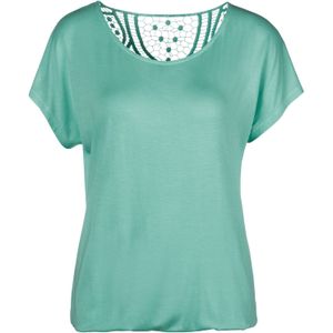 Vivance - Shirt - Mint - Korte Mouwen - Met Haakwerk aan de Achterkant