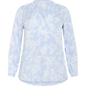 KAFFE CURVE Blouse 'Bella'  hemelsblauw / wit