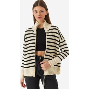 Bianco Lucci Gebreid vest  crème / zwart