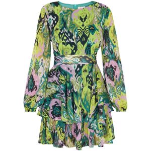 IZIA Jurk  groen / lichtgroen / lila / zwart