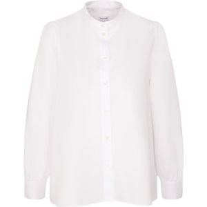 Blouse - Wit - 100% Katoen - Lange Mouwen - Staande Kraag
