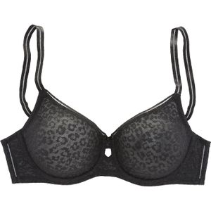 Nuance - Minimizer-bh - Zwart - Met Beugel - Allover Jacquardkant - Trendy Leeuw-look