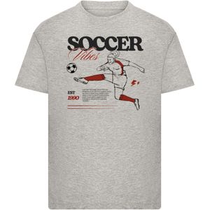 F4NT4STIC Shirt 'Soccer Vibes Sport Fan'  lichtgrijs / rood / zwart