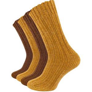 Cotton Prime Sokken  donkerbruin / goudgeel