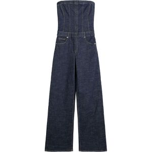 Bershka - Jumpsuit - Navy - Denim - Mouwloos