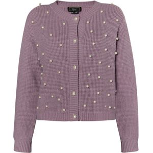 faina Gebreid vest  mauve / parelwit