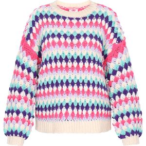 MYMO Trui  turquoise / lavendel / pitaja roze / wolwit