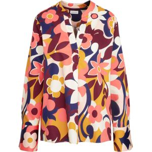 Blouse - Pink - 100% Katoen - Bloemmotief Met Lange Mouwen