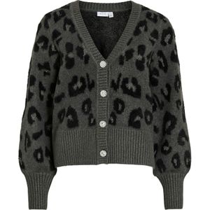 VILA Gebreid vest 'VILao'  antraciet / zwart / zilver