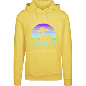 F4NT4STIC Sweatshirt 'I BELIEVE UFO Alien Raumschiff Retro'  blauw / geel / lila