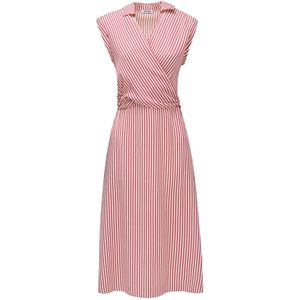 Salsa Jeans - Jurk - Rood/Wolwit - Gevoerde Zoom/Rand - Mouwloos