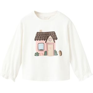 MANGO KIDS Shirt 'House'  donkerbruin / jade groen / oudroze / offwhite